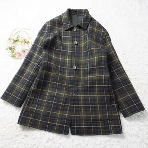 ヴィエラ Viyella ダブルフェイス リバーシブル ジャケット ウール100%生地 チェック グリーン レディース9号