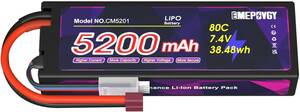 7.4V リポバッテリー 5200mAh 80C 2S Lipo 電池 大容量 Deans T付き 多種類のRCカー/RCトラック