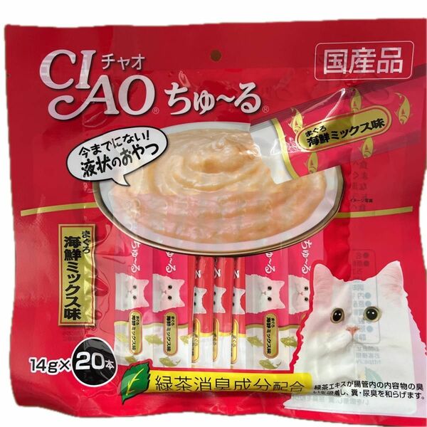 CIAO チャオ ちゅーる まぐろ海鮮ミックス味 14g×20本 いなば ちゅーる 猫用液状フード 国産品 保存料不使用