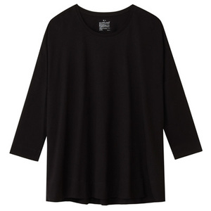 ◆ Muji Muji Muji Modal Cotton Dolman Eleve 7 -Minute Drineve T -Shirt Black Organic Cotton Posmed Anonymous Shipping