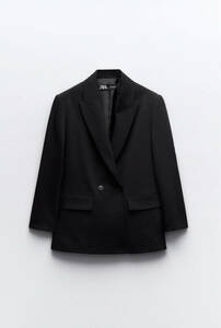 /[ZARA ザラ オーバーサイズ ジャケット 8590円 黒 現行品 ブレザー ダブルブレスト仕様 テーラード 洗濯済み 匿名発送]