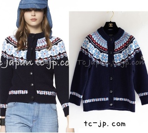  Chanel CHANEL 2018 great popularity here ne-ju navy blue navy wool 100 knitted sweater tops cardigan CC Logo badge button 38 40