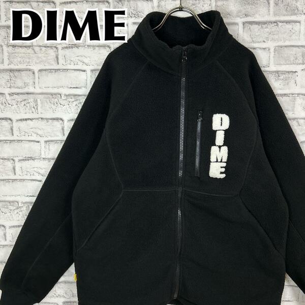 DIME ダイム フリースジャケット ブルゾン パイル刺繍ロゴ フルジップ L 冬服 秋服 古着 アウター 防寒