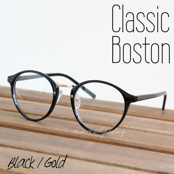 アウトレット ジャンク レトロクラシックボストンメガネUV 伊達眼鏡 だてめがね ブラック ゴールド メンズ レディース 伊達メガネ