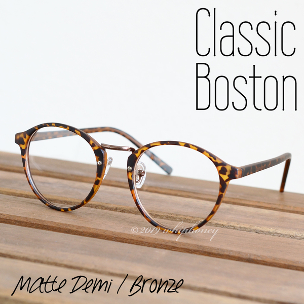 レトロクラシックボストンメガネUV 伊達眼鏡 だてめがね マット デミ ブロンズ ブラウン サングラス メンズ レディース