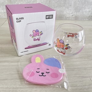 BT21 グラスカップ&コースターセット 新品 ソロモン商事 CKS-BT21-A-CK BTS 防弾少年団 × LINE FRIENDS コラボ グッズ Cooky 在 ★ 21