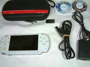 ☆SONY PSP-3000(パール・ホワイト) 動作確認済み 電源コード・メモリースティック ゲーム付