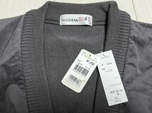 WISMAN TOP お洒落な人工皮革付き毛100％ 薄手 Vネックカーディガン ￥7000_画像3