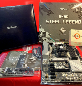 【最新BIOSアプデ済】ASRock B450 Steel Legend Ryzen 4000・5000シリーズ対応！マザーボード＋AMD 200GE CPUセット！