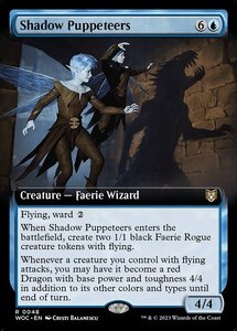 MTG ■青/英語版■ 《影のくぐつ師/Shadow Puppeteers》▲拡張アート▲ エルドレインの森：統率者 WOC