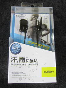 新品◆ELECOM エレコム Bluetooth ワイヤレスイヤホン 防水IPX5 LBT-HPC11WP for SPORTS 黒ブラック オーディオ