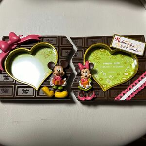 レトロ　アンティーク　Disney ディズニー　ミッキー　ミニー　バレンタイン　フォトフレーム　フォトスタンド　写真立て　バレンタイン