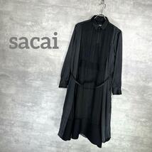 『sacai』サカイ (1) ペチコート付き ストライプ シースルーワンピース_画像1