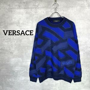 『VERSACE』 ヴェルサーチ (44) 総柄 クルーネックニット