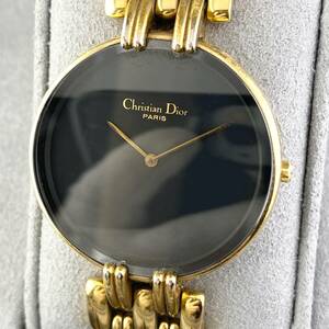 【1円〜】Christian Dior クリスチャン ディオール 腕時計 メンズ バギラ 47.154-2 ブラック文字盤 ゴールド ブラックムーン 可動品