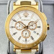 【1円〜】VERSACE ヴェルサーチ 腕時計 メンズ クロノグラフ ミスティックスポーツ VFG ブラック文字盤 ゴールド ラウンドフェイス 可動品_画像8