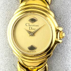 【1円〜】Christian Dior クリスチャン ディオール 腕時計 レディース 3014 ゴールド文字盤 ブレスウォッチ 正規品