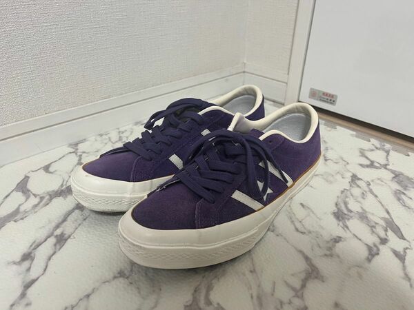 【状態良し】converse star&bars suede 26 紫 パープル