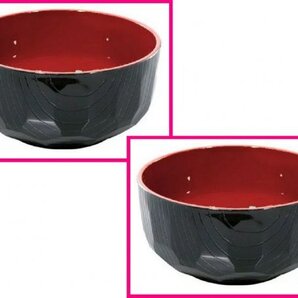 【送料無料:どんぶり:丼:2個:会津塗:日本製】★2客:亀甲中丼12.8cm: 黒内朱」:食器洗浄機対応:和食器 :No19a:D 4985 多用丼