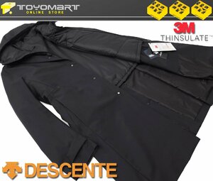 1087●DESCENTE デサント●7741　新品 【撥水加工】 シンサレート中綿ライナー　ステンカラーフードコート　ブラック/LL　定価42900円