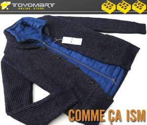 1013●コムサイズム COMME CA ISM●新品　KJ09　中綿ベスト付きニットカーディガン　ネイビー/M　定価16500円　サンプル