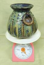 詳細不明 珍品 茶壺 花瓶 時代物 古陶 双耳 茶壷 陶磁 高さ15㎝ 重量830g_画像8