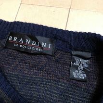 90's /BRANDINI /LE COLLEZIONI /メンズM 長袖 ニットセーター トップス 総柄 幾何学 ウール混 リブ袖 紳士 男性 お洒落 ビンテージ古着_画像3