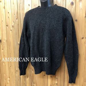 AMERICAN EAGLE /アメリカンイーグル /メンズL 長袖 ニットセーター トップス ウールセーター 秋冬 無地 リブ袖 古着