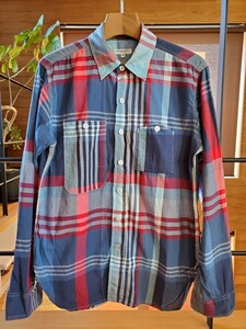 MADE IN USA Engineered Garments チェックシャツ S /身幅約52 ワークシャツ 長袖シャツ エンジニアドガーメンツ 山ポケ ブルー系 定番