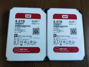 【正常動作品】Western Digital NAS用HDD RED WD80EFZX SATA 8TB 2個セット 16TB 3.5インチ 内蔵ハードディスク 不良セクタなし