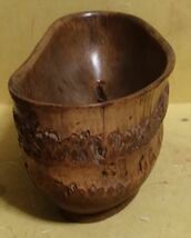 竹根彫 竹彫 茶碗 在銘 細密彫刻 仏教美術_画像9