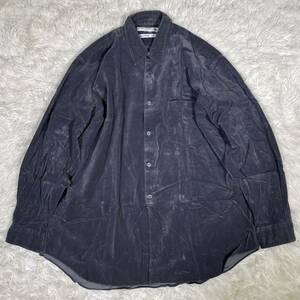 希少 COMME des GARCONS SHIRT コムデギャルソン シャツ ■90s 川久保怜 ■光沢 起毛 角襟 シェルボタン ■長袖 シャツ ヴィンテージ