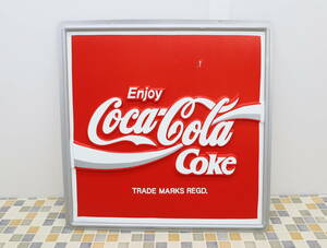 ▲コレクション 52×52ｃｍ｜当時物 プラスチック 看板｜コカ・コーラ Coca-Cola ｜レトロ アンティーク USED■O0184