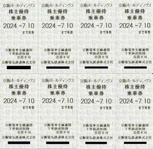 【即決・最新】京阪電鉄株主優待乗車券　8枚セット　有効期限2024年7月10日