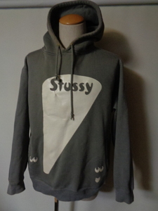 STUSSY スウェットパーカー グレー ステューシー ロゴ サイズM プリント