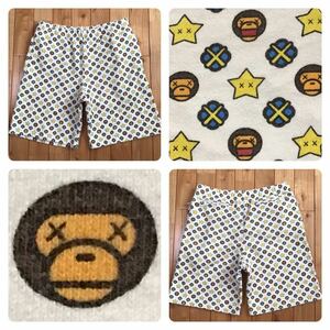 ★激レア★ KAWS MILO モノグラム スウェット ハーフパンツ Lサイズ a bathing ape BAPE STA shorts カウズ エイプ ベイプ ショーツ w31