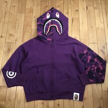 Giant shark full zip hoodie Lサイズ a bathing ape BAPE purple camo シャーク パーカー エイプ ベイプ アベイシングエイプ 迷彩 i8952_画像1