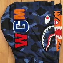 ★3XL★ ダブル タイガー シャーク パーカー Double tiger shark full zip hoodie a bathing ape BAPE Blue camo エイプ ベイプ XXXL z756_画像4