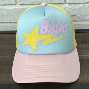 BAPESTA logo メッシュ キャップ cotton candy color a bathing ape BAPE sta trucker hat cap エイプ ベイプ NIGO star スター w7744