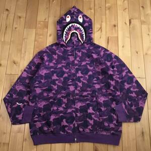 ★XL★ ムック限定 Fire camo シャーク パーカー shark full zip hoodie a bathing ape BAPE purple camo エイプ ベイプ NIGO 迷彩 i12