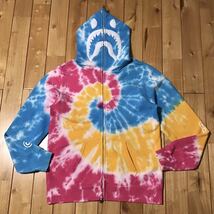 タイダイ シャーク パーカー レディース Sサイズ a bathing ape BAPE TIE DYE shark full zip hoodie エイプ ベイプ ladies w7942_画像1