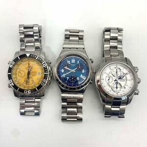 SEIKO クロノグラフ 7T32-7G30 イエロー セイコー プロスペックス 7T92-0DJ0 Swatch IRONY シルバー ネイビー 3点まとめ ジャンク品 Y1091