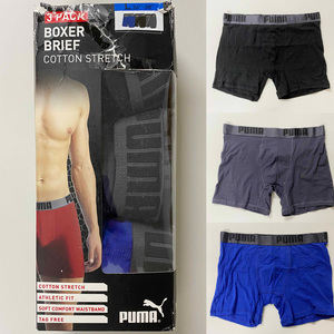 新品 3枚 XL ★ PUMA プーマ ストレッチ ボクサーパンツ コットン ブラック グレー ブルー US-L メンズ アンダーウェア ブリーフ コストコ