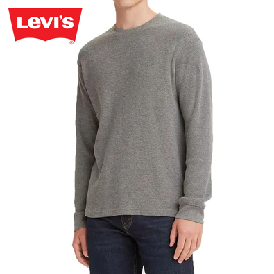 新品 L ★ Levi's リーバイス メンズ ワッフル 長袖 Tシャツ グレー US-M レディース ユニセックス ロングスリーブ ロンT サーマル ロング