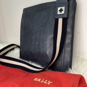 保存袋【漢の逸品】BALLY　バリー　ショルダーバッグ　トレインスポッティング　クロスボディー　サコッシュ　レザー　ストライプ　メンズ