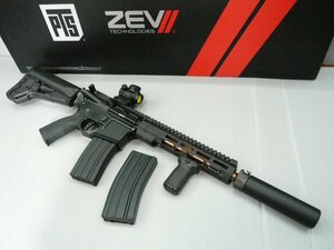 ☆撃てます～ジャンク♪カスタム品♪PTS ZEV Core Elite 10.5inc フルメタル電動ガン Aimドット 予備マグ付 MEGAARMS M4 AR15 管/R207☆