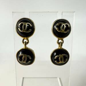 1円~【USED】シャネル CHANEL ピアス ココマーク ブラック×ゴールド アクセサリー 装身具 フランス製 G142066