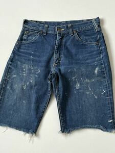 60s Lee боковой чёрный бирка 101Z cut off Denim шорты 31 Vintage Vintage брюки USA America производства американский производства 70s краска джинсы 