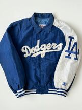 XL★90s USA製 STARTER ドジャース スタジャン MLB Dodgers アワード スタジアム バーシティ ナイロン ジャケット スターター_画像1