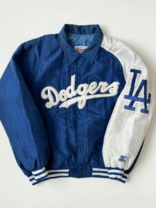 XL★90s USA製 STARTER ドジャース スタジャン MLB Dodgers アワード スタジアム バーシティ ナイロン ジャケット スターター
